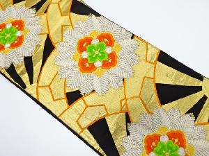 アンティーク　源氏車に華紋・若松模様織り出し袋帯(着用可)